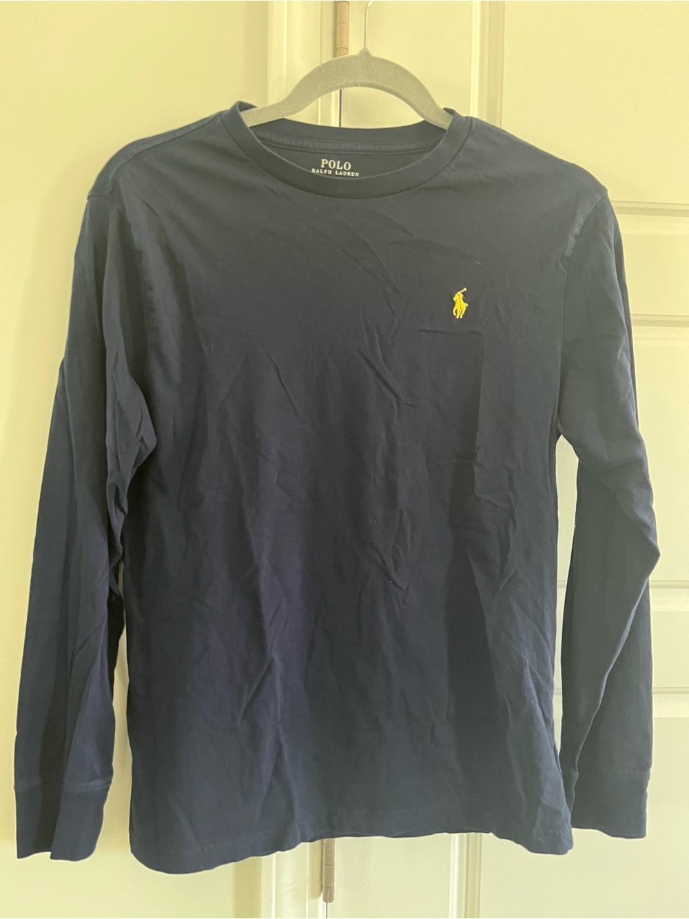 Polo by Ralph Lauren Navy Long-Sleeve Crew with Yellow Pony